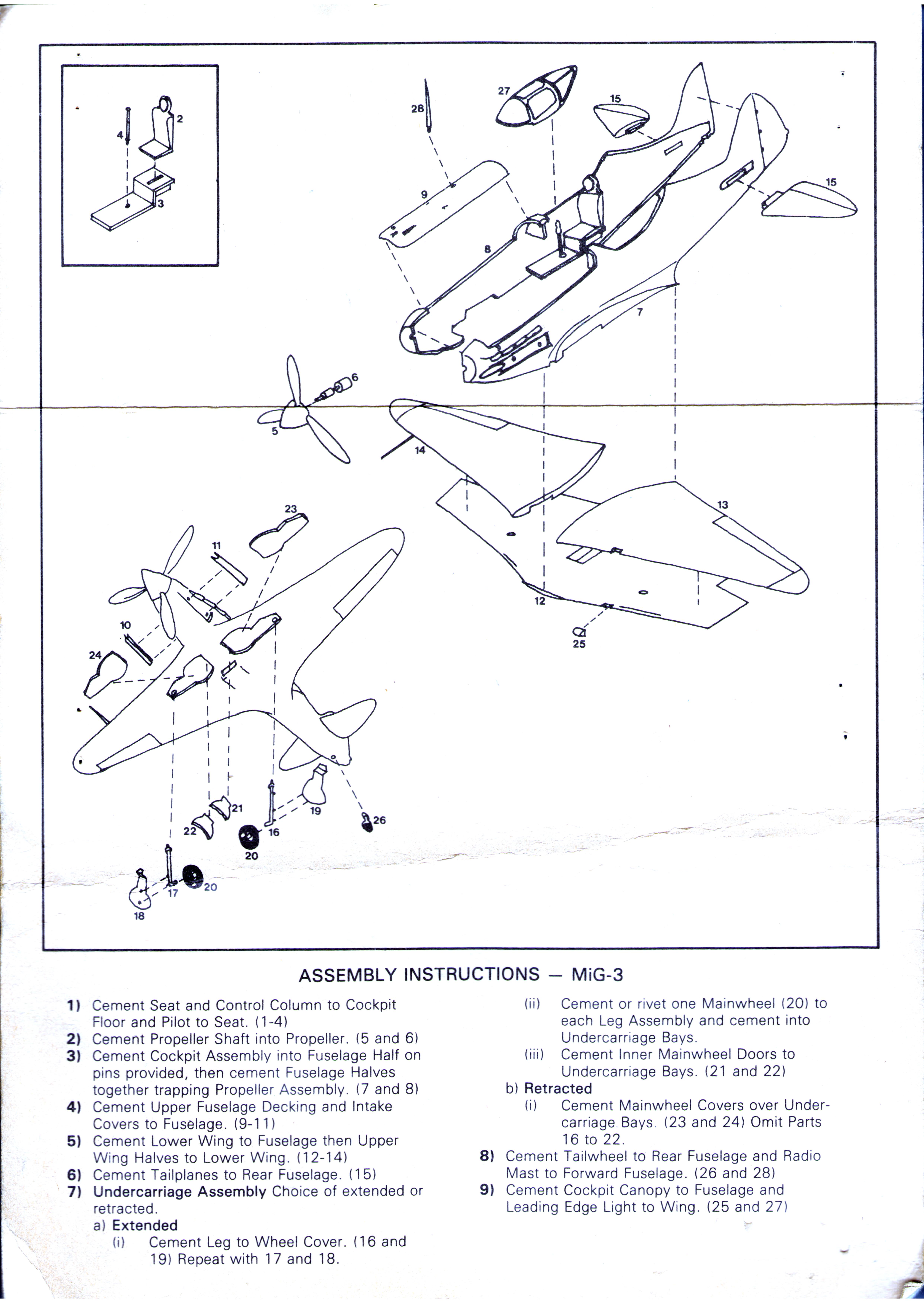 Red Star RS101 Mikoyan and Gurevich MiG-3, Red Star Model Kits Ltd, 1984 Assembly instruction